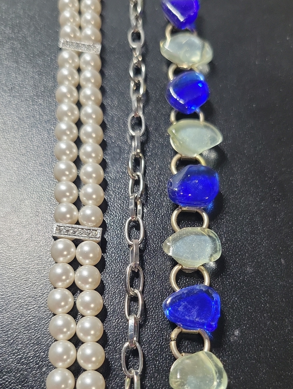 Pearl and Blue Glass Bead Bracelet Set - Women Jewelry